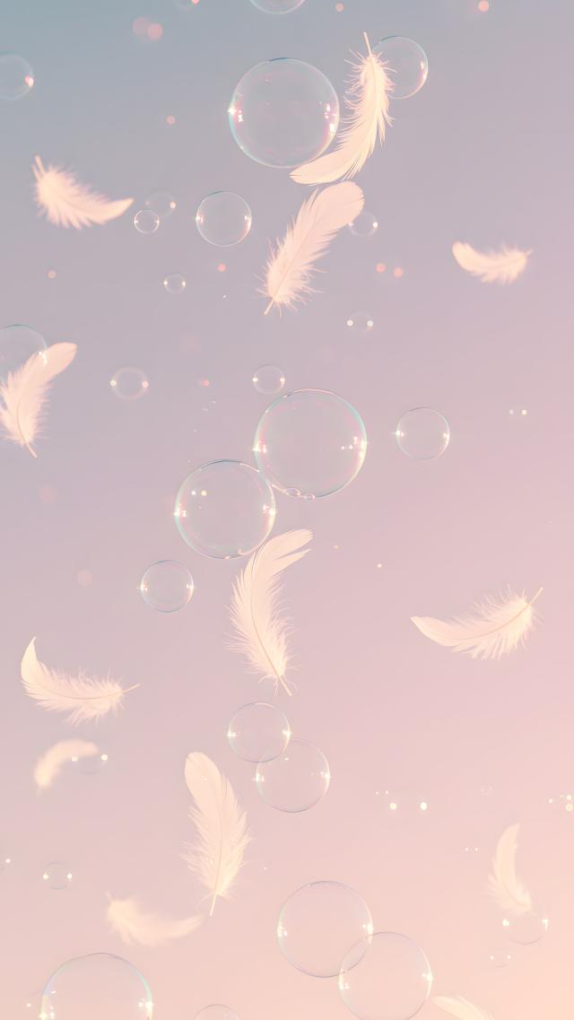 Soap Bubbles and White Feathers