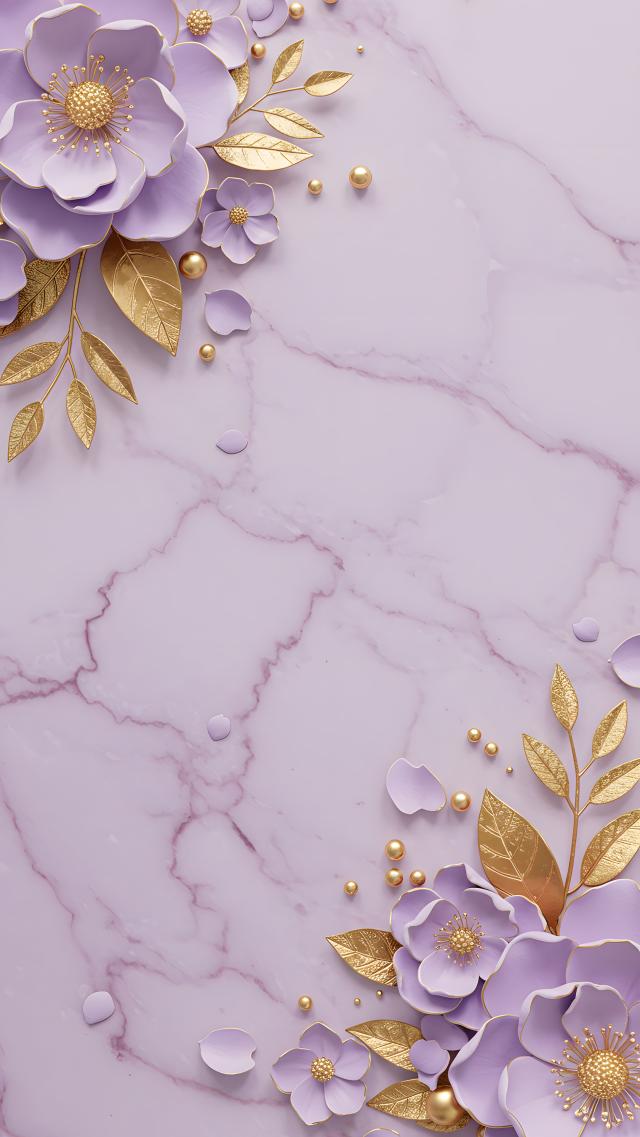 Marble - Purple Flowers