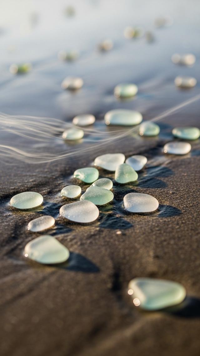 Sea Glass Scattered Along the Seashore