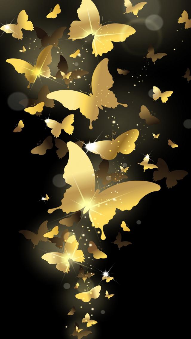 Golden Butterfly Spreading Its Wings