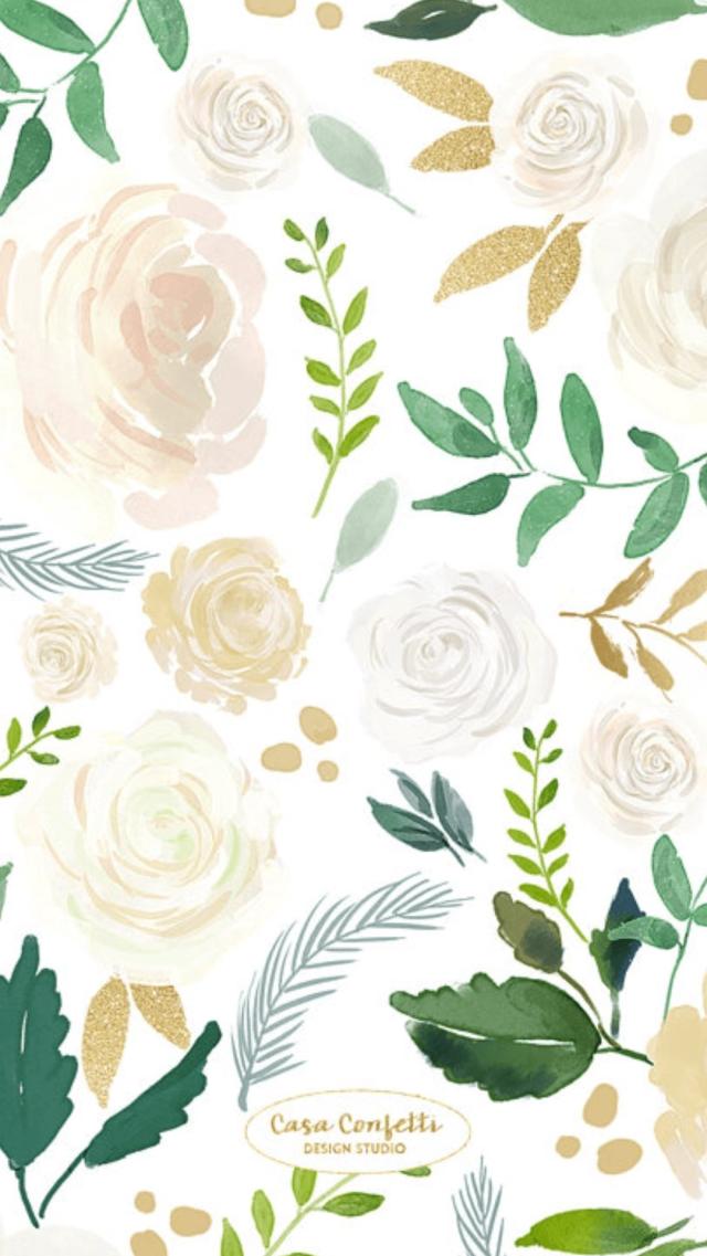 Floral Pattern - White/Green