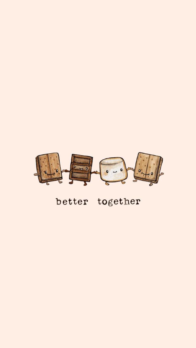 Working Together Hand in Hand: Cute Illustration Mobile Wallpaper