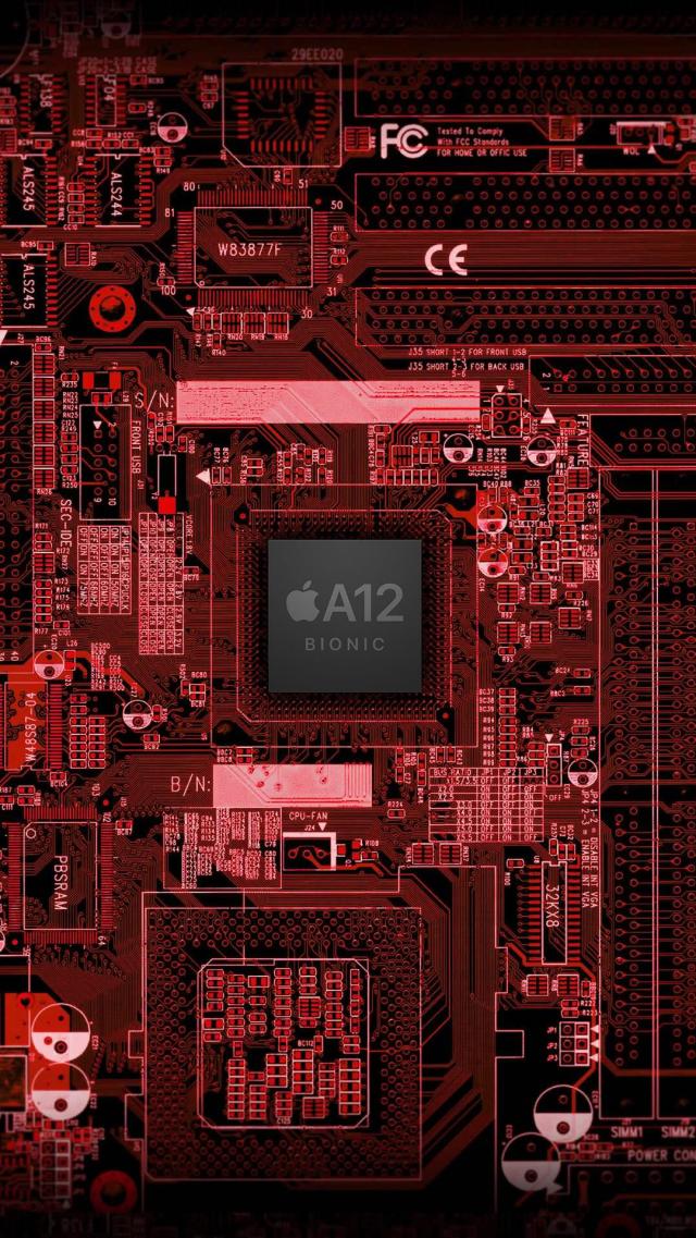 iPhone XS Wallpaper Revealing the Interior - A12 Bionic/Red