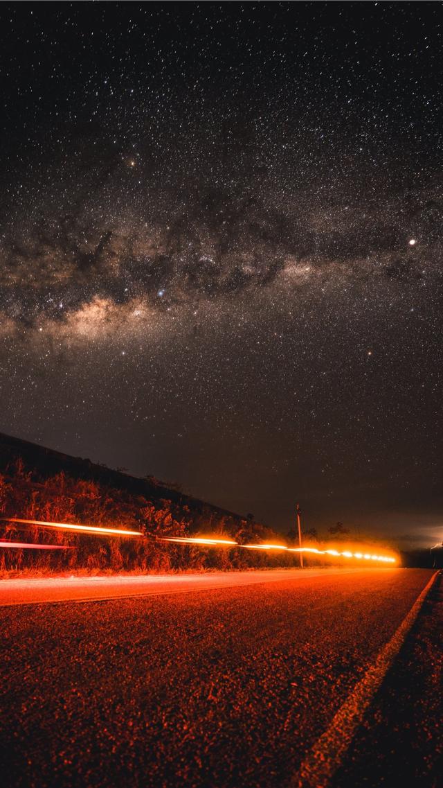 Red Light on the Road at Night