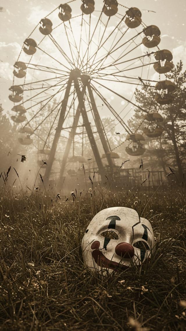 Abandoned Amusement Park's Clown Mask