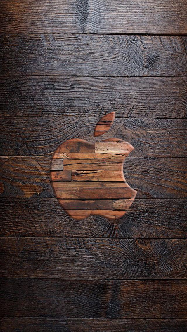 Apple Logo with Wood Grain Texture
