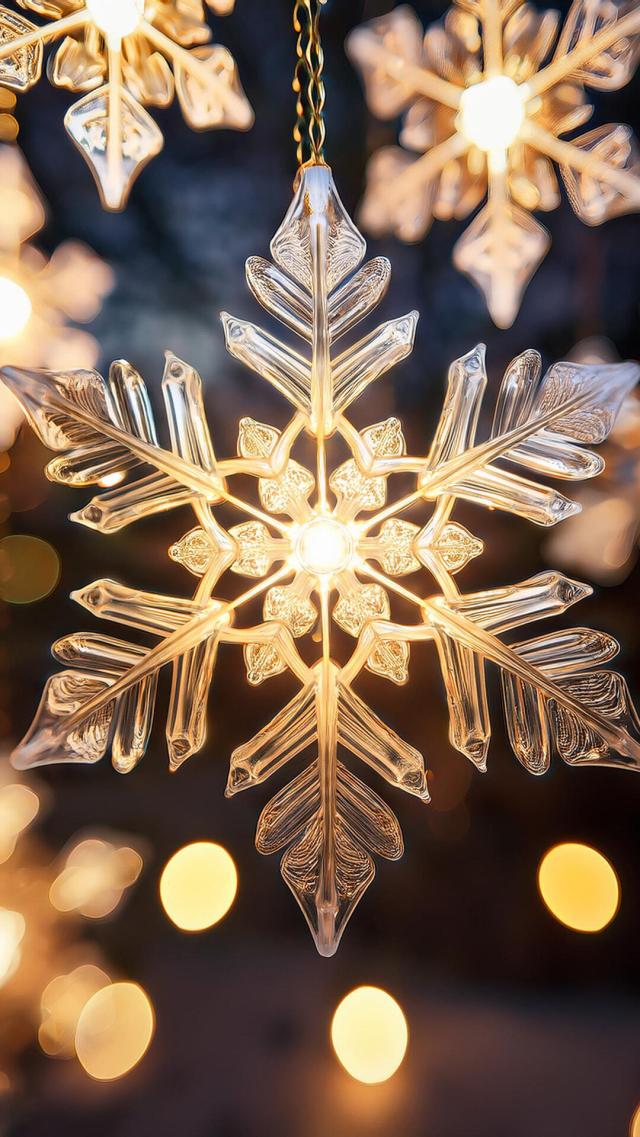 Glowing Lighting: Snow Crystals, Snow, Winter Shimmering Wallpaper