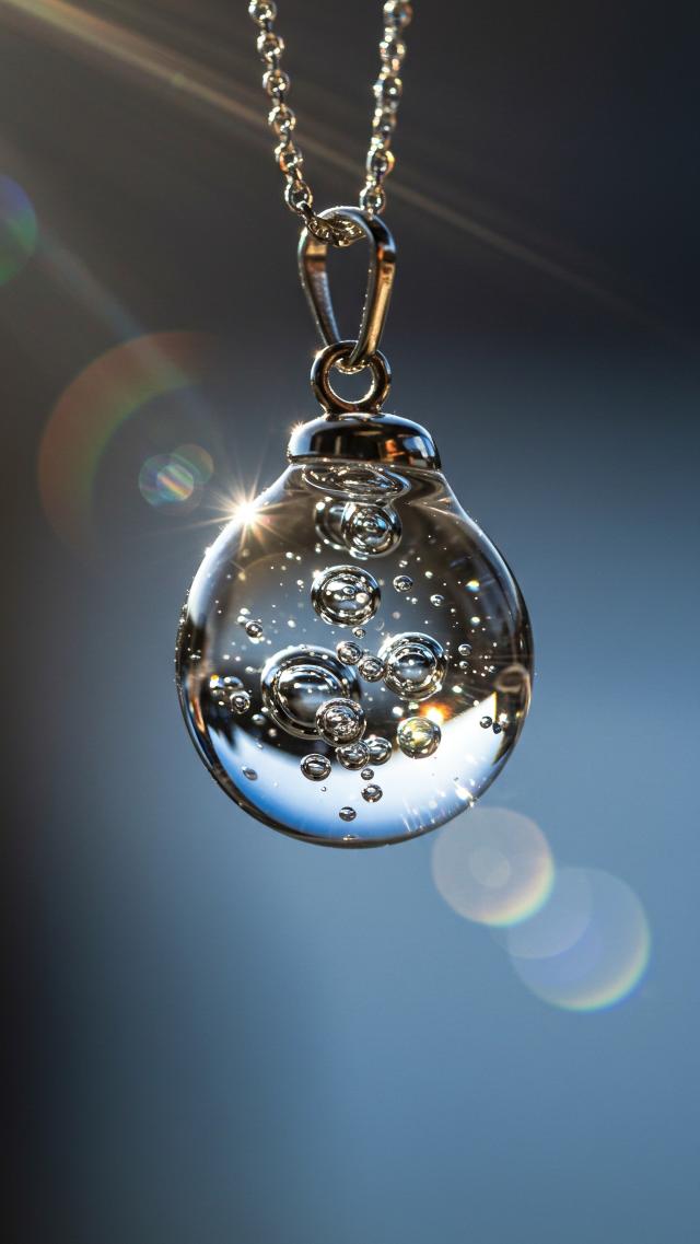 Glass Pendant with Air Bubbles