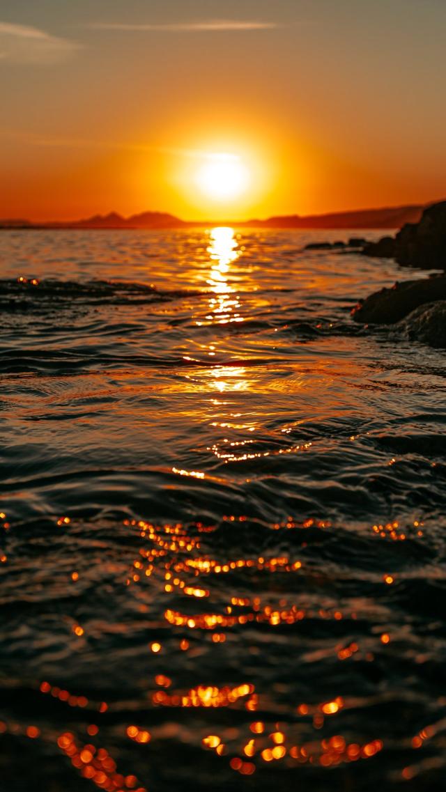 The sea dyed red by the setting sun