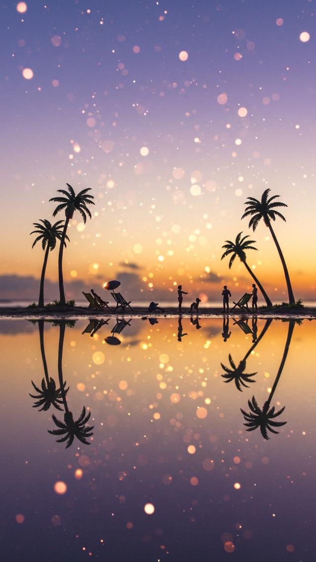 海边的镜面反射 高清壁纸