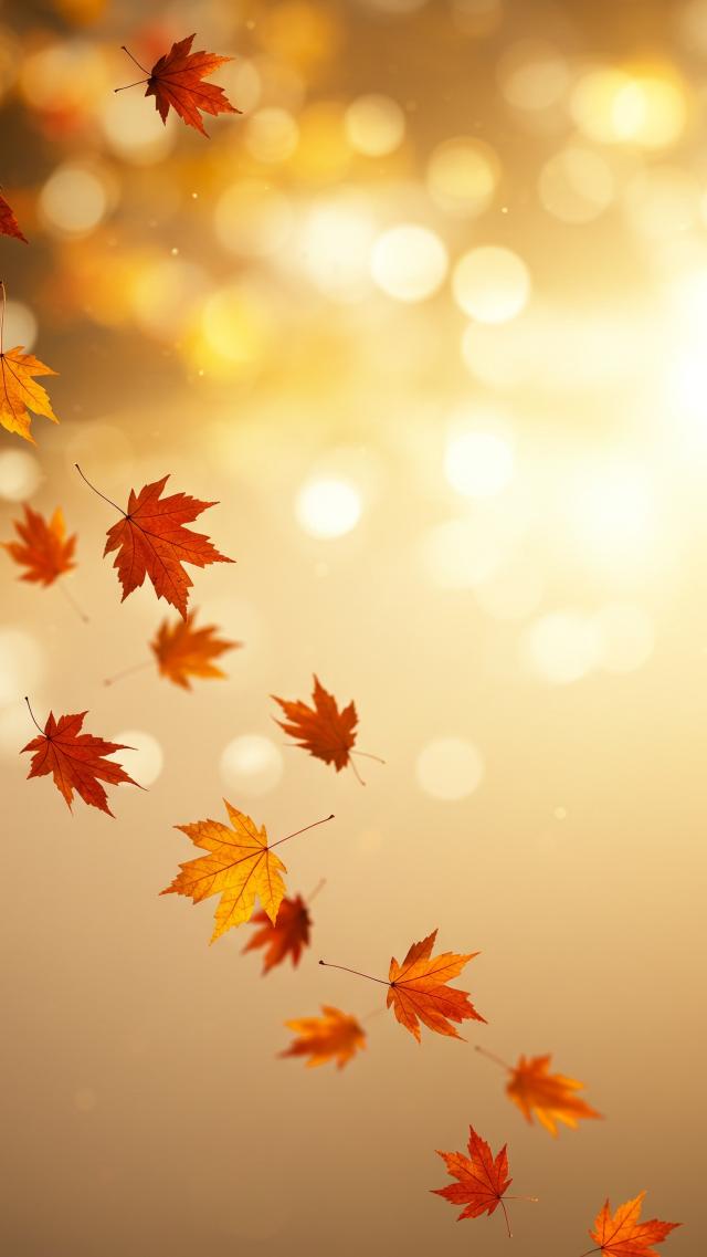 Red leaves dancing in the autumn wind