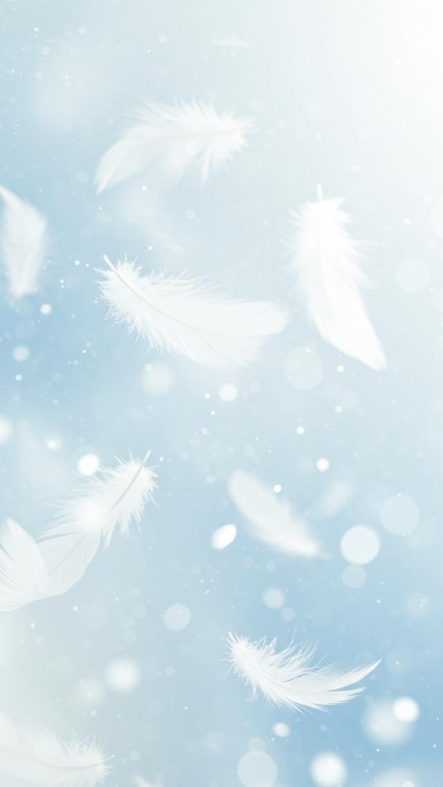 White Feathers Dancing in the Air and Light Particles