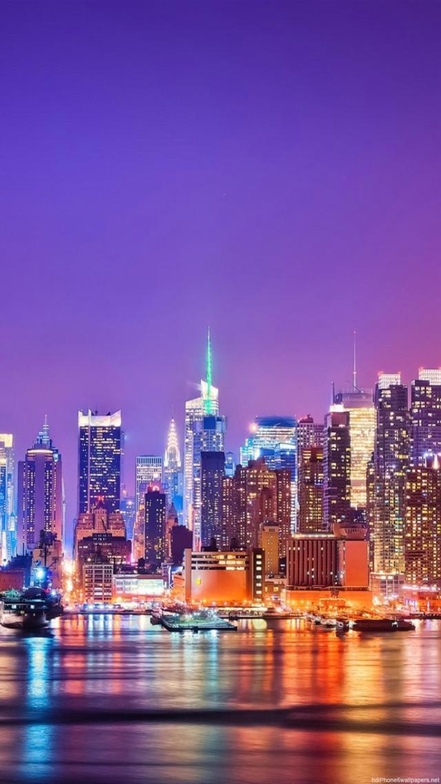 Colorful Night View of New York