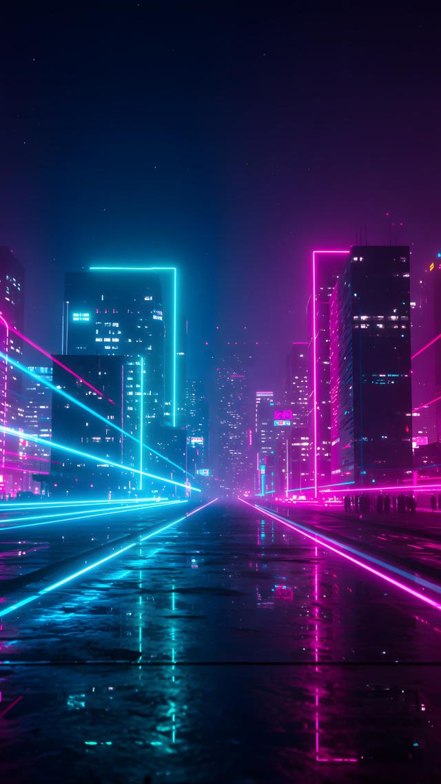 Night View of Neon City