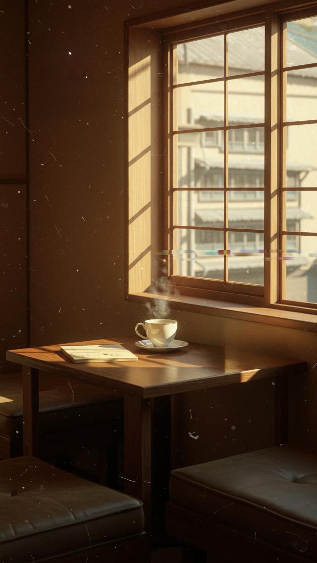 By the Window of a Vintage Coffee Shop