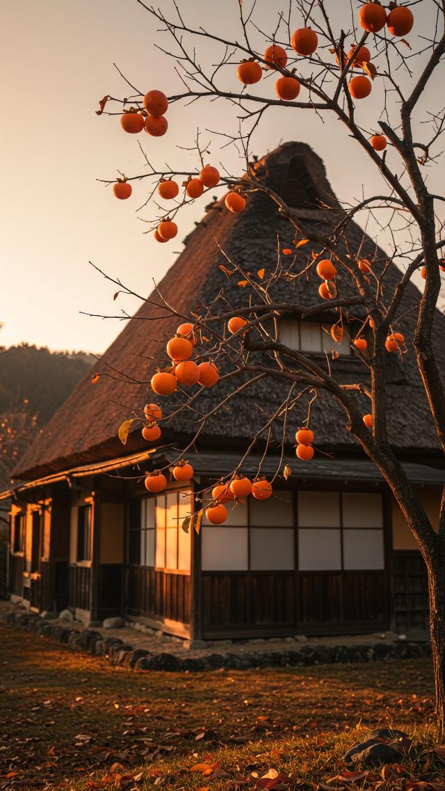Old Residential Houses and Persimmon Trees
