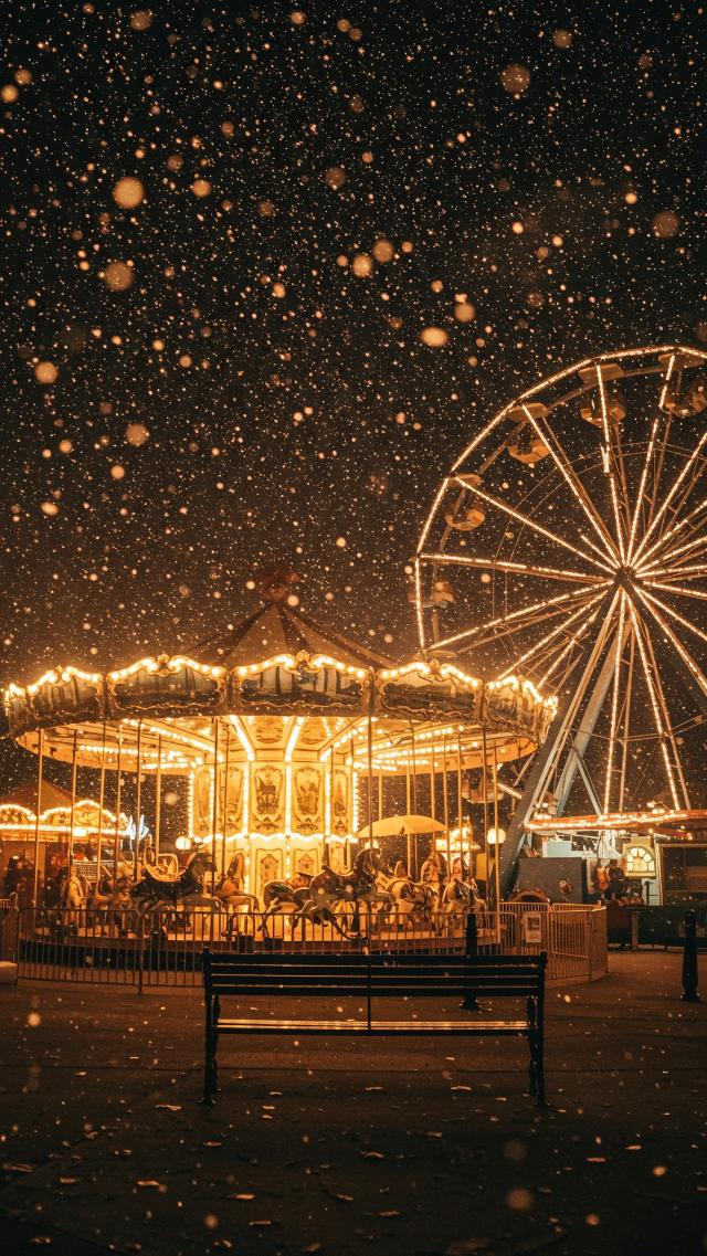 Fantastical Nighttime Amusement Park