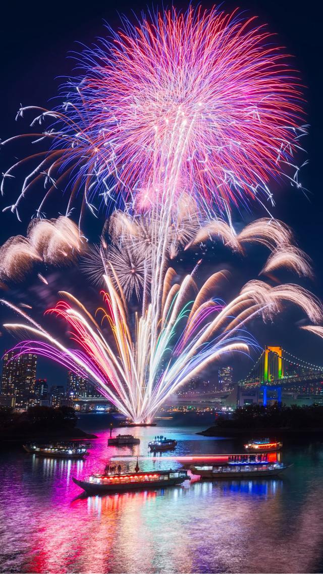 Fireworks Blooming by the Waterside