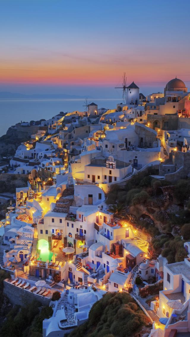 Nighttime in a Coastal City