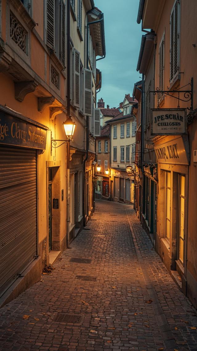 Old Commercial Street Paved with Stone Slabs