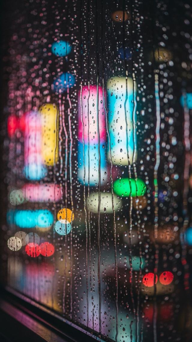 Raindrops and Nighttime Neon