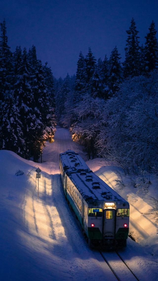 Tram in a Snowy Night