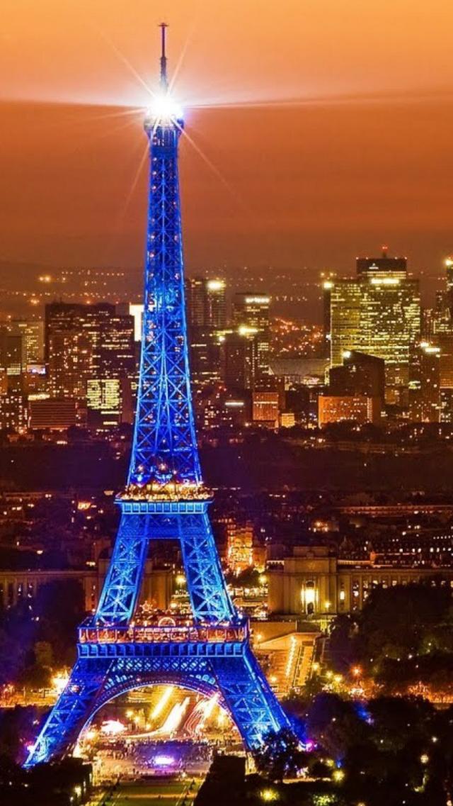 The Eiffel Tower Shining with Blue Light: Paris Night View