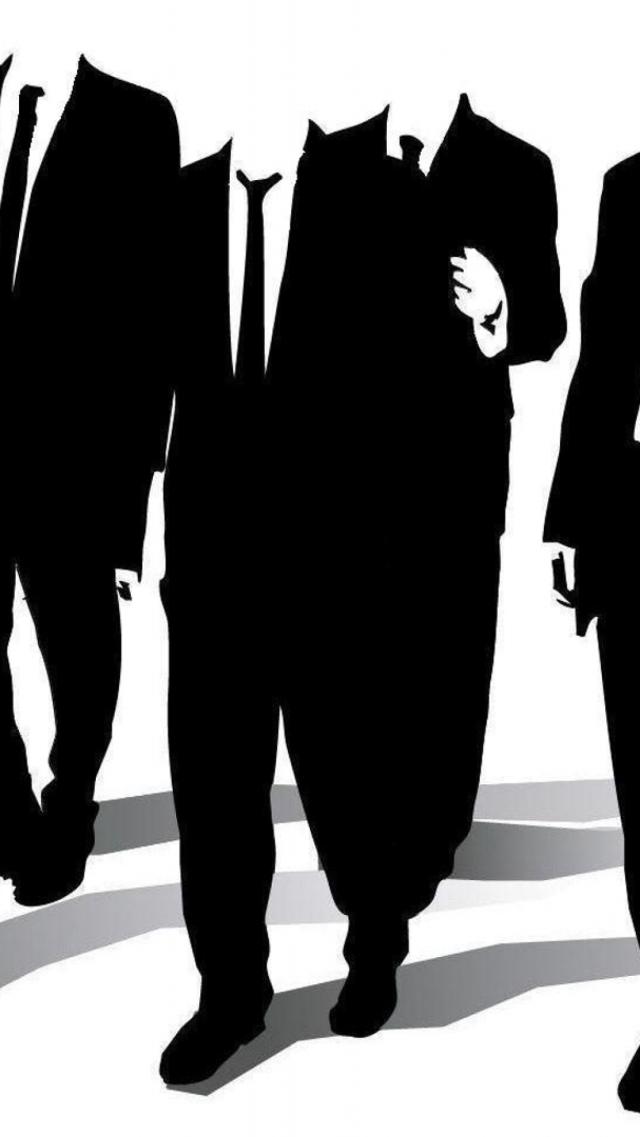 身着西装的男人们 单色插画