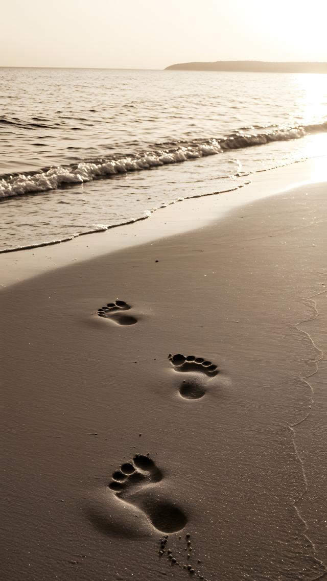 砂浜に残る足跡