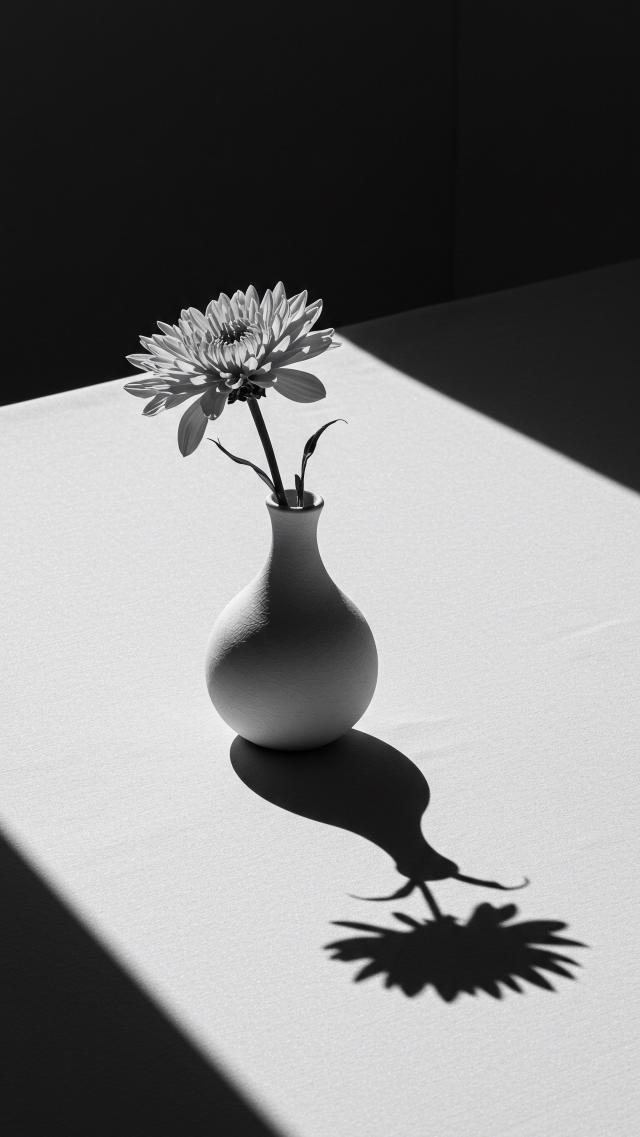 陶制花瓶与一朵花