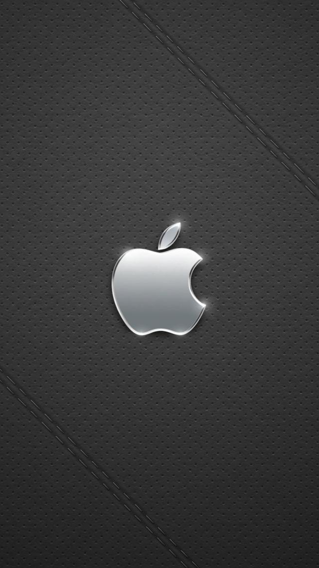 High-Quality Black Background & Silver Apple