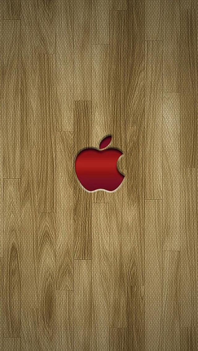 Apple Logo with Wooden Texture