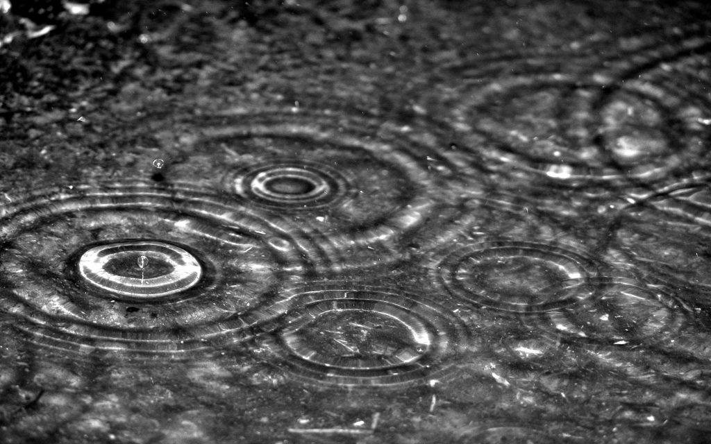雨滴落在水面