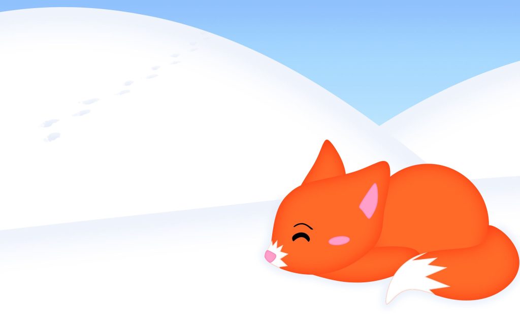 雪地里熟睡的狐狸