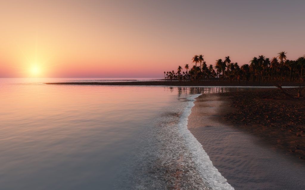 热带海滩日落美景