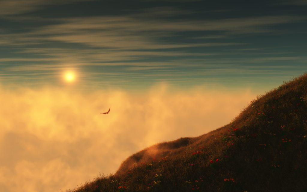 山间夕阳
