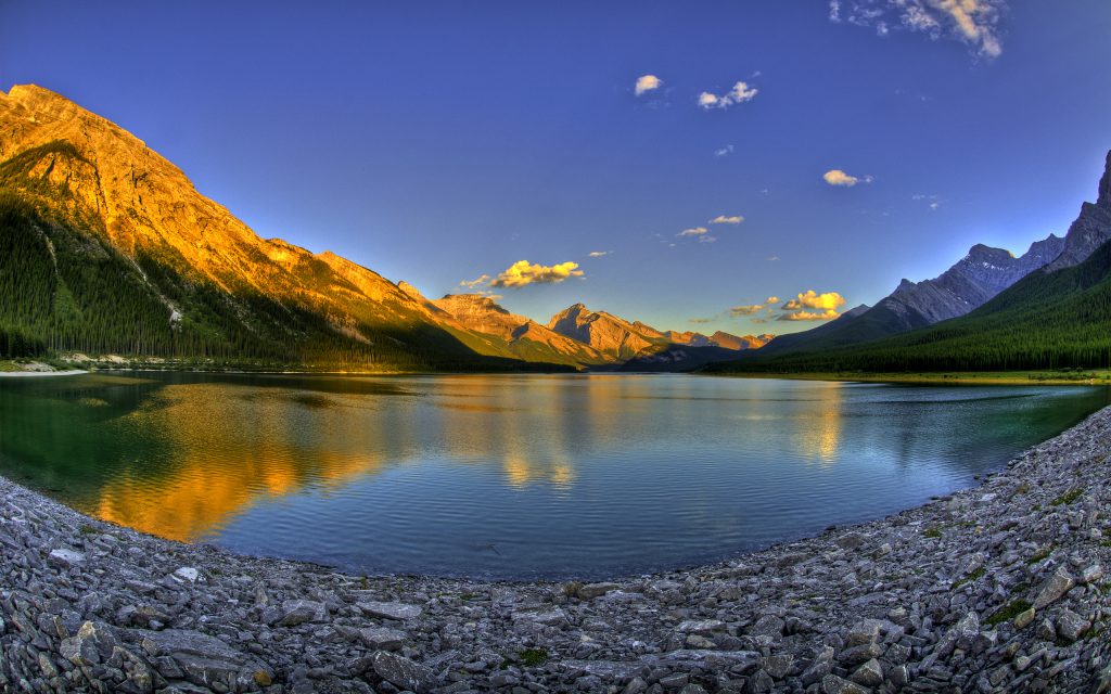 湖畔夕阳美景
