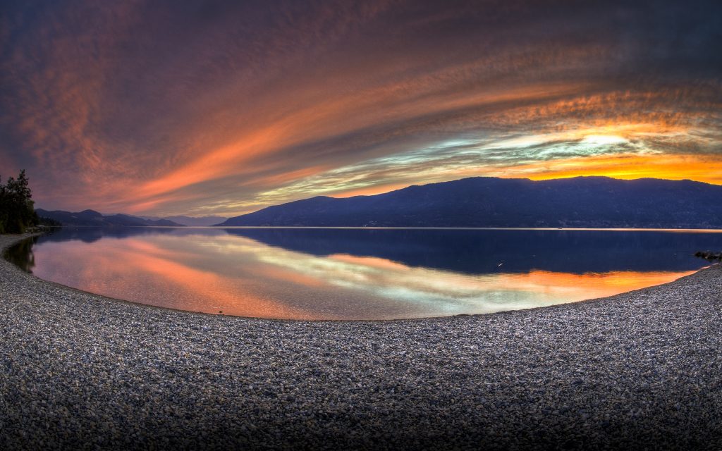 湖畔夕阳美景