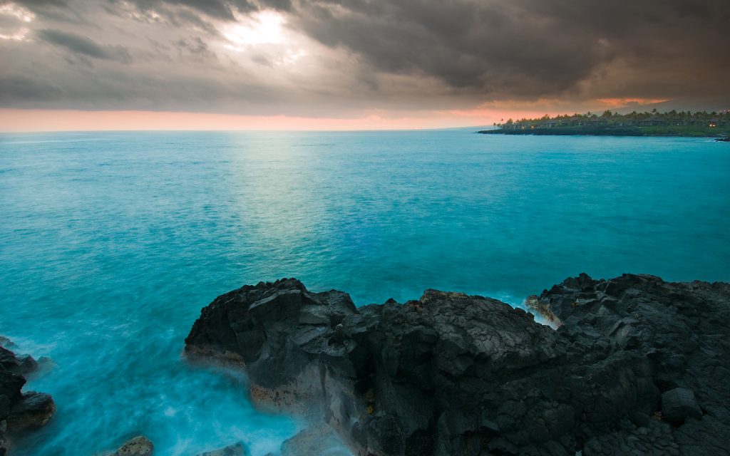 海崖夕阳